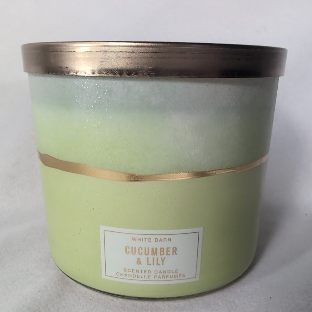 NEW White Barn Cucumber & Lily 3-Wick Jar Candle Bath & Body Works 14.5oz 411g